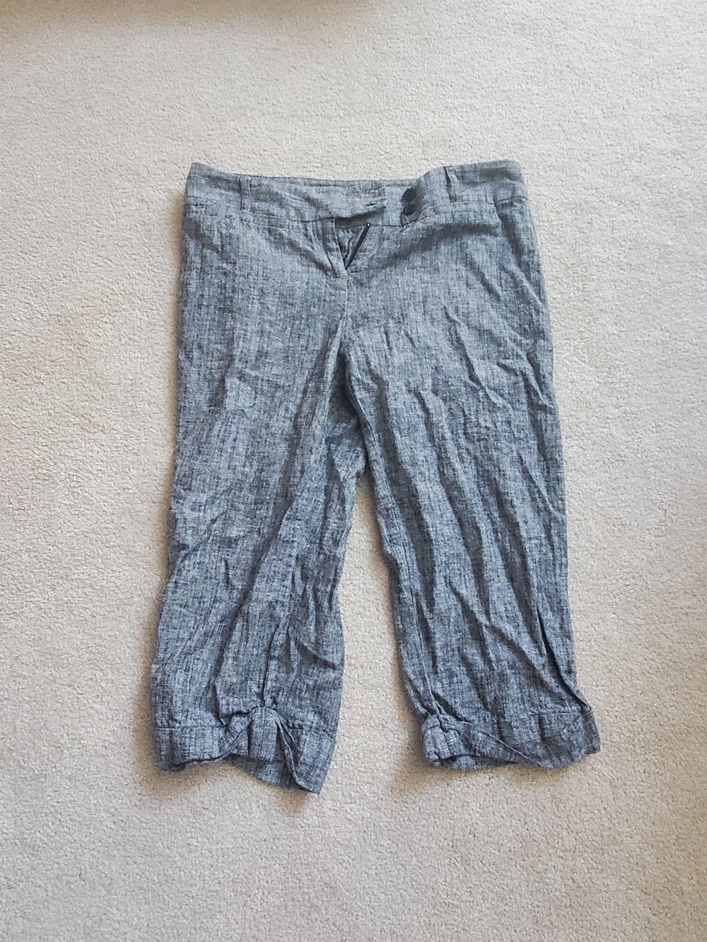 Tracy Evans Heather Gray Linen-Blend Cropped Capris